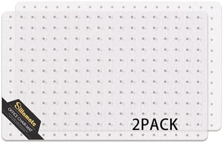 Plastic Office Chair Mat for Carpeted Floors, 2 Pack Heavy Duty Floor Mat,Eco-Friendly Series Studded Carpet Desk Chair Mats-30'' x 48'' (30 inches X 48 inches X 2 PCS- NO Lip) by Sillamate