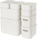 ANMINY White Plastic Storage Bins Baskets with Lids, 8-Pack, 1XL+1L+2M+4S by ANMINY