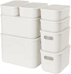 ANMINY White Plastic Storage Bins Baskets with Lids, 8-Pack, 1XL+1L+2M+4S by ANMINY