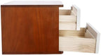 Lockable Desk Organizer Wooden Desktop Drawers Office Flat Files Storage Box Locking Countertop Storage Cabinet (Walnut + White, 2-Tier) - Image 6
