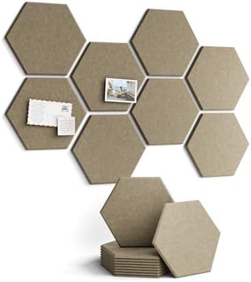 Fluxynara 8-Pack Hexagon Felt Bulletin Board Tiles, Olive Brown by FLUXYNARA