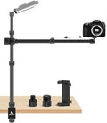 Ailight Camera Desk Mount Stand Overhead, Adjustable Microphone Boom Arm Mic Stand with Phone Holder, Camera Arm Clamp 5/8'' 3/8'' 1/4'' Screws for Shure, Blue Yeti, Rode, Elgato, Fifine, HyperX by Ailight