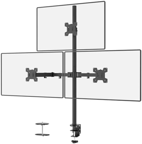 WALI Tall Triple Monitor Mount for 13-27 inch Computer Screens, up to 22lbs by WALI