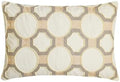 The HomeCentric Designer Lumbar Pillow Cover Ivory 12"x22" (30x55 cm) Cotton Linen Embroidery, Handmade, Pearl Oblong Pillow Cover, Geometric Contemporary Style - Penina by TheHomeCentric