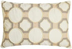 The HomeCentric Decorative Lumbar Pillow Cover Ivory 12"x20" (30x50 cm) Cotton Linen Embroidery, Handmade, Pearl Oblong Pillow Cover, Geometric Contemporary Style - Penina by TheHomeCentric