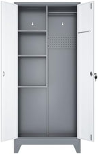 61" Metal Storage Cabinet with Lockable Doors, Cleaning Supply Cabinet with Pegboard and Hanging Rod. Garage Tool Storage Cabinets for Home, Laundry, Office, Home Kitchen Utility Cabinet by LyAosdFu