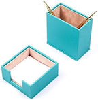 MOOGCO Leather Document Tray - Pen Holder - Note Paper Holder -3 Accessories-Desk Organizer - Office Desk Accessories - Desktop Storage - 3 PCS (TURQUOISE) - Image 2