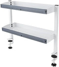 Clamp On Desk Shelf,2-Tier Adjustable Storage Organizer with Tray for Laptop, Office Supplies and Decor 22lbs Capacity per Shelf (Black/White) (White) by LYNICESOP