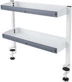 Clamp On Desk Shelf,2-Tier Adjustable Storage Organizer with Tray for Laptop, Office Supplies and Decor 22lbs Capacity per Shelf (Black/White) (White) by LYNICESOP