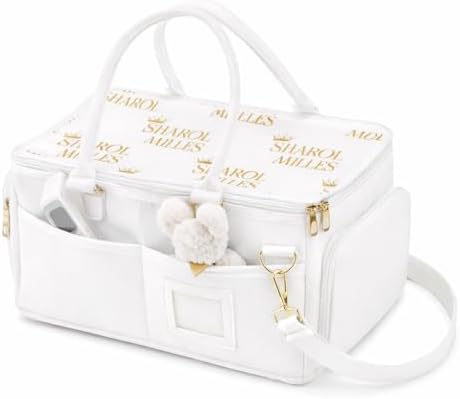 Portable Diaper Caddy, Large 17.1L Nursery Storage Basket with Handle, Baby Essentials Organizer for Changing Table, Travel Use, Light Beige by SharolMilles