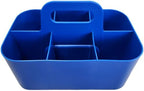 Small Stackable Plastic Caddy with Handle 6 Compartment | Desk, Makeup, Dorm Caddy, Classroom Art Organizers - 4 Pack, Made In USA (Blue) - Image 2