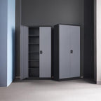 MIIIKO Metal Storage Cabinet with Locking Doors, 71" Tall Garage Lockable Steel Storage Cabinets with 2 Doors and 4 Shelves for Home Office,Garage,Commercial, Workshop(Black Gray) - Image 5
