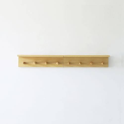 Entrance Coat Rack ，Coat Hooks, Wall-Mounted Wooden Hook Rack, Wall-Mounted Shelves(Oak Color Finish—A-2) - Image 2