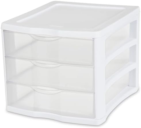 Sterilite ClearView Compact Stacking 3 Drawer Storage Organizer System for Crafting Supplies, Home Office, or Dorm Room, (16 Pack) - Image 6