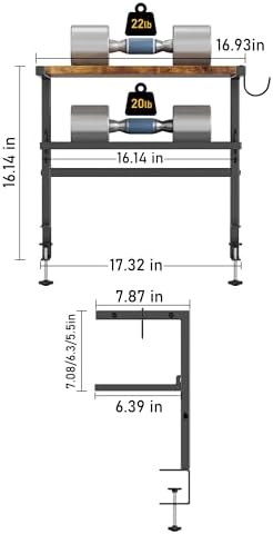 2-Tier Clamp Desk Shelf, No-Drill Under Desk Storage Clamp - Image 2
