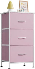 WLIVE Small Dresser Nightstand for Bedroom, 3 Drawers, A-Pink by WLIVE