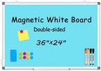 Double-Sided White Board Dry Erase Magnetic Whiteboard Wall 36x24 Blue by WALGLASS