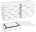 gisgfim 12 Pack Flat Storage Paper Tray with Clear Latching Lids, White by gisgfim