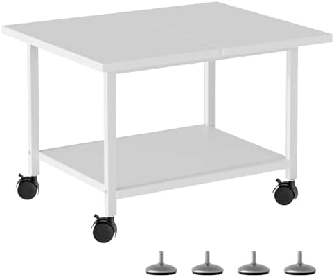 SwaaVee Printer Stand, 2-Tier Under Desk Printer Stand, Printer Cart with Wheels for Home, Office, Heavy-Duty Storage Shelf, White by SwaaVeeYourBestOrganizingHelper