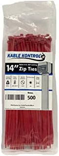 Kable Kontrol Cable Zip Ties, 14 Inch, 500 Pcs, 50lbs Test, Red by KABLEKONTROL%C2%AE