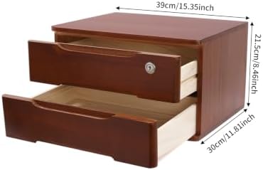Wooden Desk Organizer with Drawers and Lock, Desktop Storage Cabinet,Drawer Organizer Desktop Drawer Wooden Storage Box for Home office Supplies (Walnut, 2Tier) - Image 3