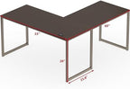 SHW Mission 55 x 60 L-Shape Home Office Computer Desk, Espresso - Image 3