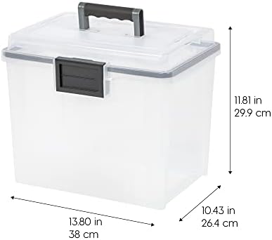 IRIS USA WeatherPro Portable File Box Organizer, 19 Qt. 4-Pack, Clear - Image 2