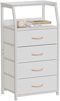 Furnulem Tall Nightstand with 4 Fabric Drawers, Small Dresser for Bedroom by Furnulem