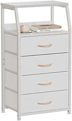 Furnulem Tall Nightstand with 4 Fabric Drawers, Small Dresser for Bedroom by Furnulem