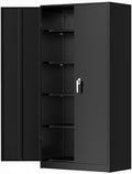 Greenvelly Metal Storage Cabinets 72” Black Garage Steel Storage Cabinet with Doors and Shelves, Metal Tool Cabinet, Steel File Cabinet for Home Office, Basement, Warehouse, Classroom（Anti Tipping） by Greenvelly