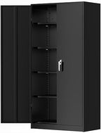 Greenvelly Metal Storage Cabinets 72” Black Garage Steel Storage Cabinet with Doors and Shelves, Metal Tool Cabinet, Steel File Cabinet for Home Office, Basement, Warehouse, Classroom（Anti Tipping） by Greenvelly