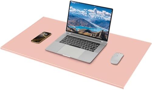 AKOZLIN 35.4"x 18.9" Soft PU Leather Surface Office Desk Mouse Mat Anti-Push Pad with Full Grip Fixation Lip Table Blotter Edge-Locked Protector Pink - Image 5