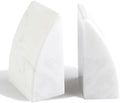 Koville Marble Bookends for Shelves, Large Bookends for Heavy Books, Natural Stone Book Stopper for Books CD Movies, Aesthetic Decorative Book Ends (White) by Koville