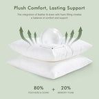 TOPGREEN Ogranic Feathers Down Euro Pillow Inserts 28x28, Pack of 2, White - Image 3
