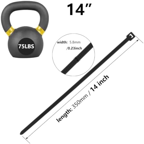 1000PCS 14 inch Black Zip Ties 75LBS Tensile Strength Self-Locking heavy duty UV Resistant Cable Tie Wraps for indoor and outdoor use(Black) - Image 2