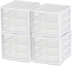 Sterilite Wide 3-Drawer Storage Unit for Bedroom and Dresser, 4-Pack by Sterilite