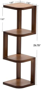 Corner Shelf Stand Desk Organizer,26.8" H Rubberwood Brown Rack for Small Spaces, Bedroom,Home Office,Kitchen,Bathroom (Walnut, 4 Tier) - Image 3