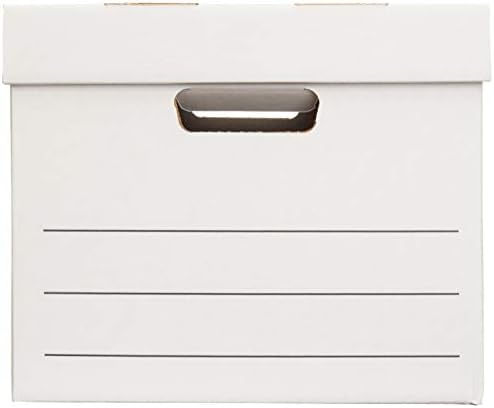 Amazon Basics Medium Duty Storage/Filing Boxes with Lid and Handles, Legal/Letter Size, Collapsible, Foldable, Tape-Free Assembly, 16.2" L x 12.5" W x 10.5" H, White, 12-Pack - Image 4