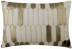 The HomeCentric Ivory 12"x22" (30x55 cm) Rectangle Pillow Covers, Linen Applique Lumbar Pillow Covers, Geometric Pattern Modern Style - Gold Heist by TheHomeCentric