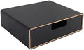 Stackable Organizer Drawer PU Leather Classic Handmade,Organize Home Office Desk Accessories and Sort Letter-Size Paper/a4 Document,Desk Caddy with Drawers Storage Box,13.1x10x3.7inches,Black by RHCSZ