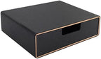 Stackable Organizer Drawer PU Leather Classic Handmade,Organize Home Office Desk Accessories and Sort Letter-Size Paper/a4 Document,Desk Caddy with Drawers Storage Box,13.1x10x3.7inches,Black by RHCSZ