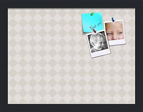 PinPix 16x12 inch Cork Bulletin Board. This Decorative Framed Pin Board Comes with Diamond Pattern in Shades of Grey Design and Satin Black. Ideal for Home, Office Decor or School (PinPix-373) by PinPixBulletinBoards