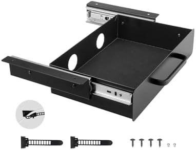 VEVOR Under Desk Drawer Slide Out, 13 inch Attachable Desk Drawer for Sit Stand Workstation, Hidden Under Counter Drawers for office Home, Black by VEVOR