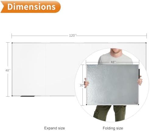 VIZ-PRO Large Magnetic Dry Erase Whiteboard, 120 x 48 Inches, Foldable - Image 2
