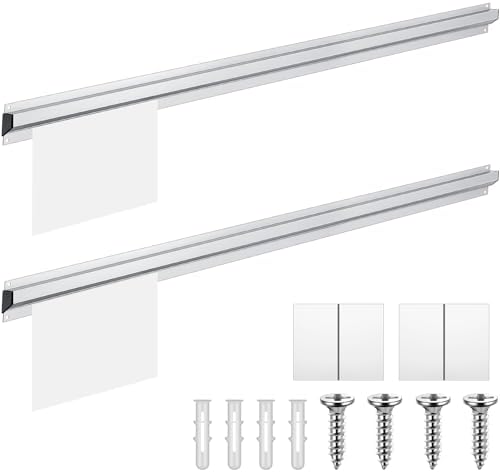 Henoyso 2 Pcs Restaurant Ticket Holder 16/18/24/28/30/32/40/44" Slide Check Rack Receipt Holder Aluminum Silver Order Ticket Rack for Commercial Kitchen Office Cafes Pubs Bar(40 Inch,No Slot) by Henoyso