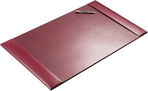 Burgundy Professional Leather Bonded Desk Blotter for Writing with Raised Edge Stitching - Office Desk Mat - Silver Meadow by Unknown