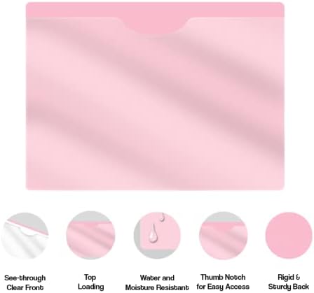Pink Plastic Folders with Closed Sides, Doctor Stuff, Letter Size, Clear Front Top Loading Job Jacket, Documents Holder for Office, High School and Medical Files, Pack of 50 - Image 4