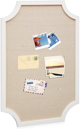 Wonderjune Linen Display Pinboard, Scalloped, 24'' X 36", Bright White by Wonderjune
