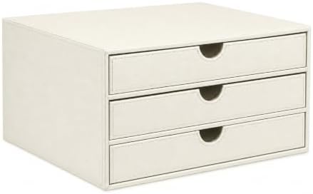 UnionBasic Document Organizer, 3-Drawer File Cabinet Document Storage Box, Office Desktop Filing Organizer, Creamy White by UnionBasic