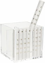 russell+hazel Acrylic Pen & Pencil Holder with Perpetual Calendar, Clear - Image 2